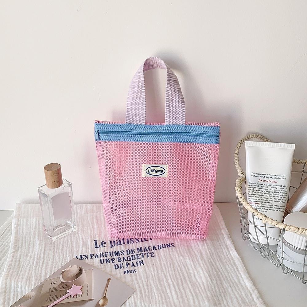 Mesh Women Cosmetic Bag Skin Care Storage Bag Zipper Makeup Bag Korean Storage Bag  Girls Lady