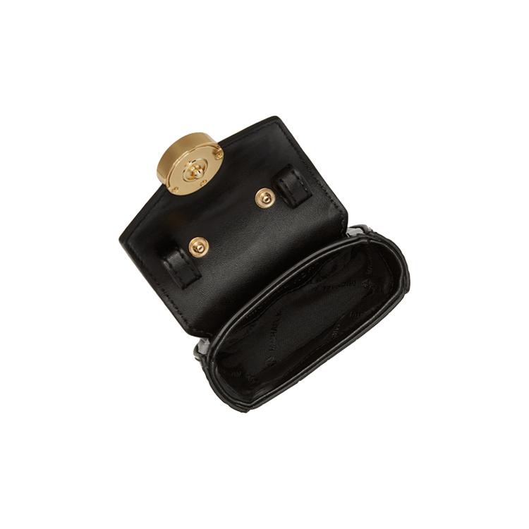 New MICHAEL KORS Carmen Artificial Leather Earphone Case Crossbody Bag Extra Small Women's Black 35F2GNMN4A-001