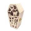 Small Chiseled Wooden Coffin Halloween Decoration 18 Cm