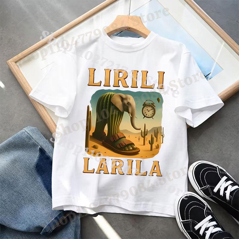 Italian Brainrot T-shirts for Children Anime Cartoon Cute Short Sleeved Shirt Boys Girls Summer Fashion Top Kids Clothes Gifts