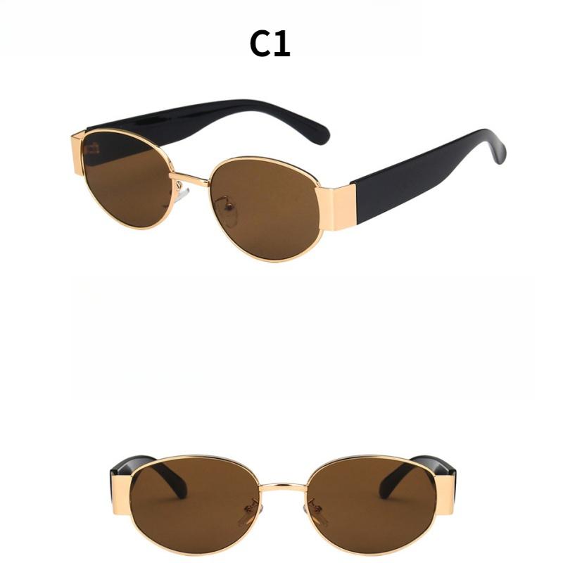 Women's Sunglasses, Oval Metal Sunglasses, Men's and Women's Fashion Sunglasses