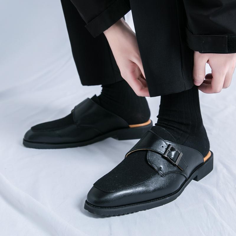Summer Men’s Brown Sandals Mules Clogs Dress Black Prom Shoes Stylish Leather Shoes Plus Size