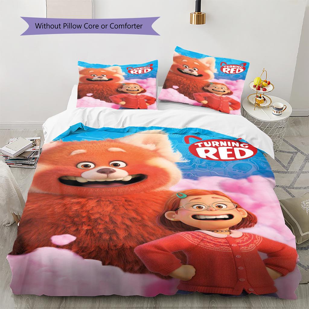 Cartoon Red Panda Pattern Bedding Quilt Set Quilt Cover Pillowcase Home Decoration Gift (1 * duvet cover + 2 * pillowcase, without core)