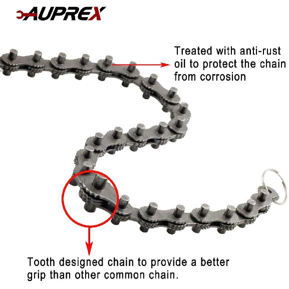 12 Inch Sturdy Carbon Steel Adjustable Heavy Duty Ratcheting Chain Oil Filter Wrench Reversible Chain Style Pipe Fitter With Multi-Purpose