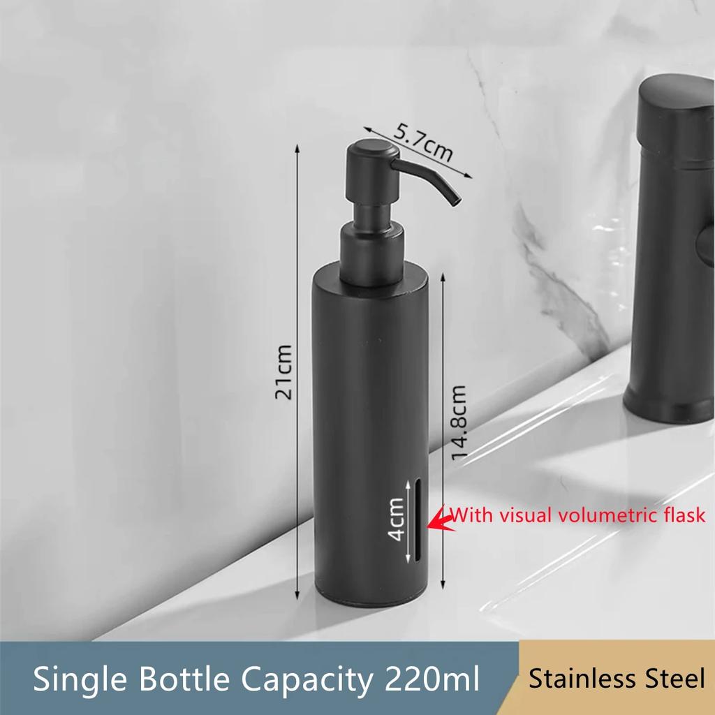 Schwarze Flüssigseifenspender Handpresse Metallpumpe Spender Wand Badezimmerzubehör Küche Edelstahl Lotionflasche