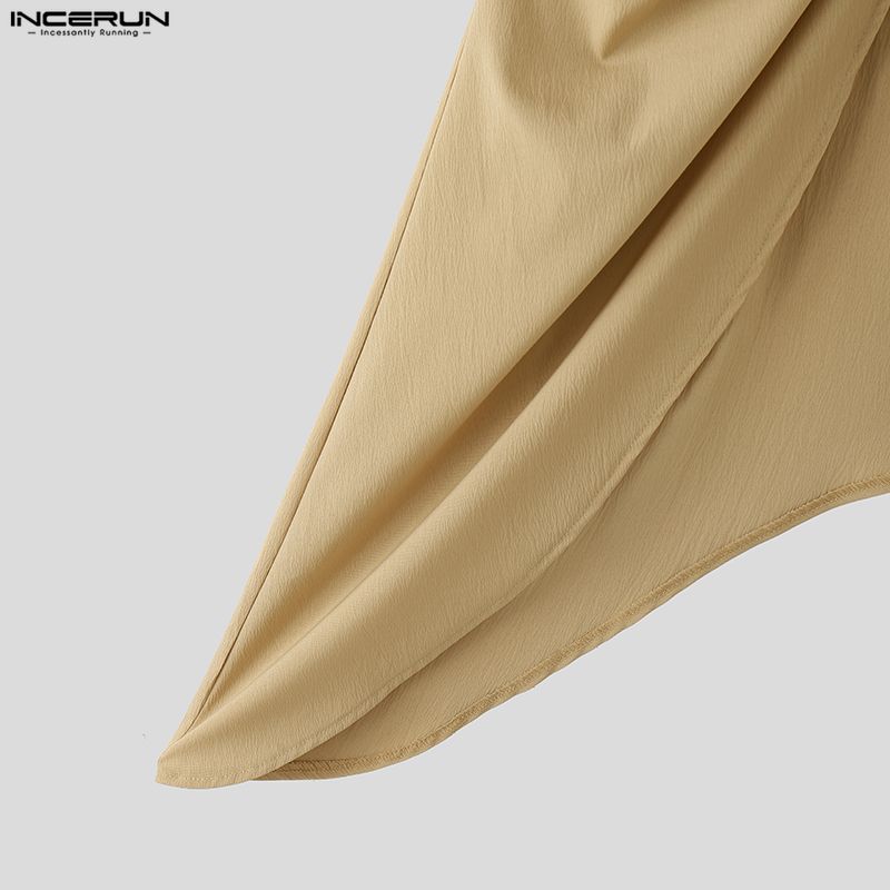 INCERUN Men Half Sleeve Twisted Irregular Casual T-Shirts Top