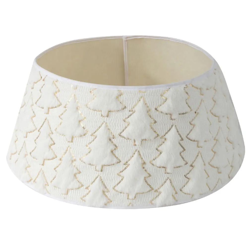 3D Round Plush Christmas Tree Skirt - Decorative Tree Base Cover Festive Christmas Scene Fence Ideal for Holiday Decorations