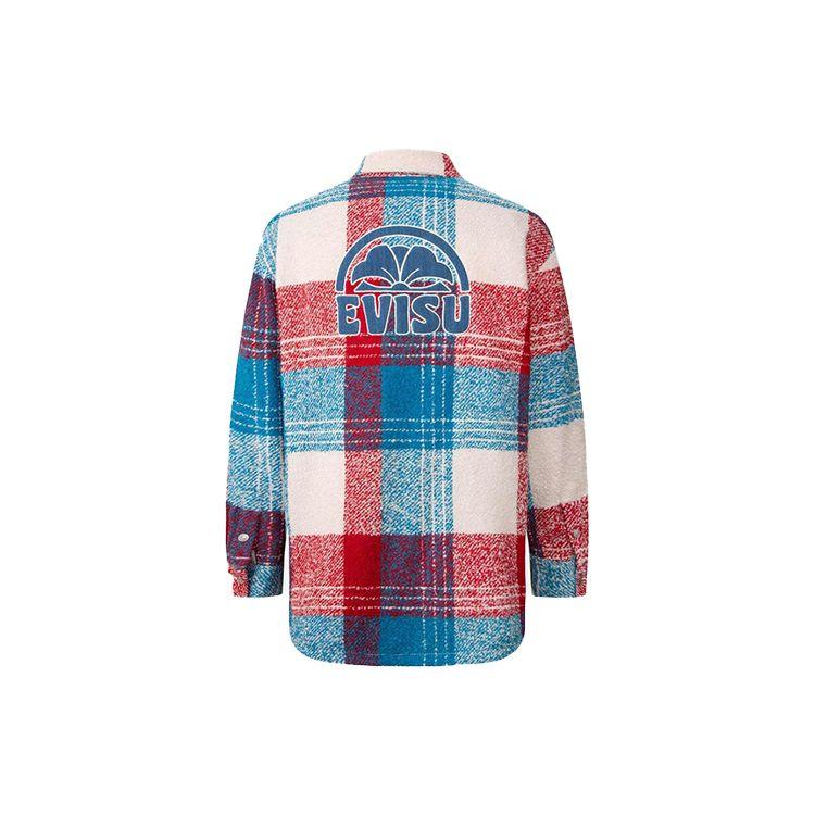 Evisu Plaid Logo Print Long Sleeve Shirt Men Shirts 2EAHTM2SJ750XXWQ