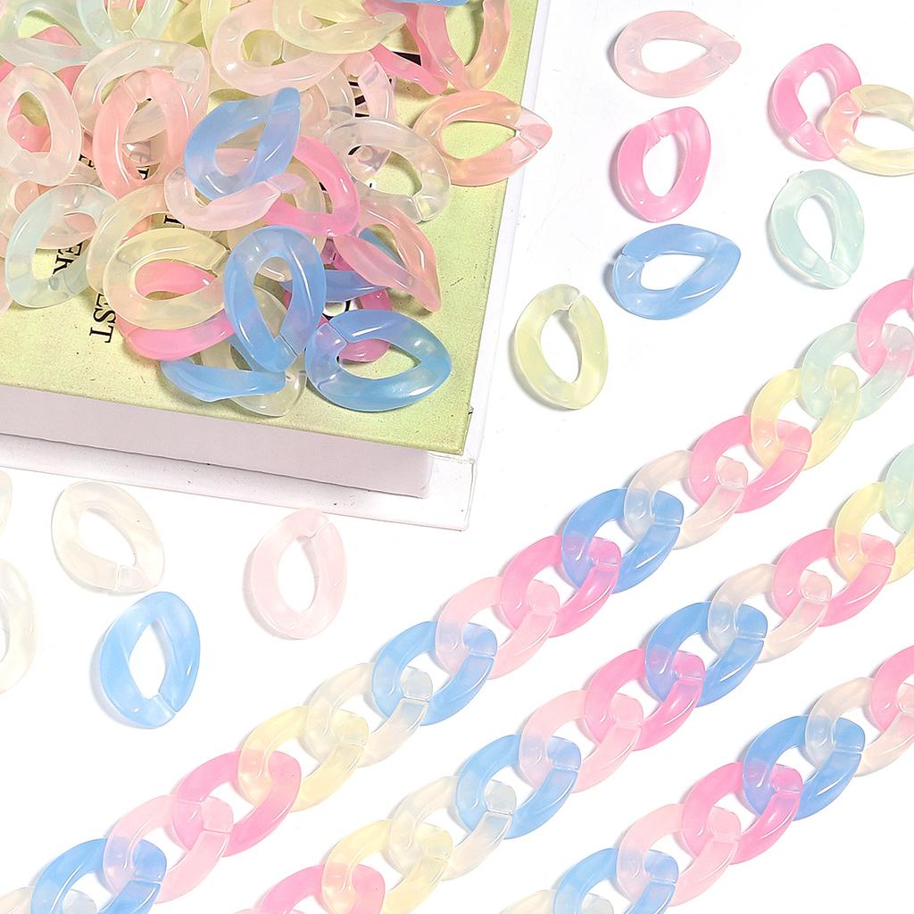 50pcs/lot Acrylic Twisted Chain Links Candy Colored Bracelet Connector Clasps For DIY Handmade Exquisite Earrings Accessories