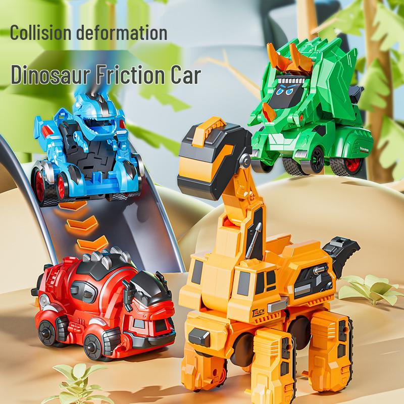 Transforming Dinosaur Inertial Toy Car: Plastic Engineering Vehicle for Kids