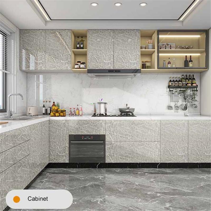 Thickened Waterproof Oilproof Self-Adhesive Marble Vinyl Film Kitchen Cabinet Door Decorative Cover Furniture Renovation Sticker