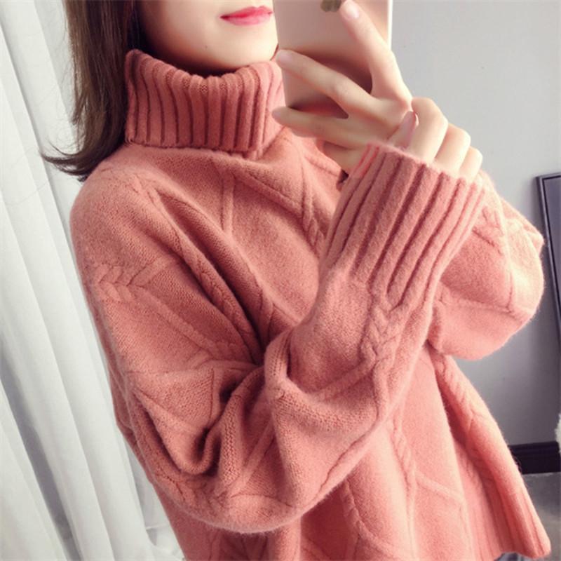 Thicken Warm High Collar Sweater for Women Pullovers Casual Loose Bottoming Tops Knitwears Clothes