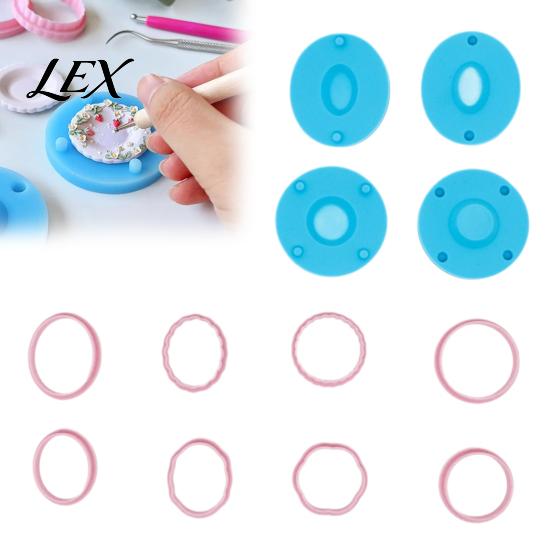 Miniature Jewelry Base Molds 12Pcs Mini Plate Clay Molds, Earring with Positioning Base, Multi?Shape Retro Cutters for DIY Polymer Earring, Pendant