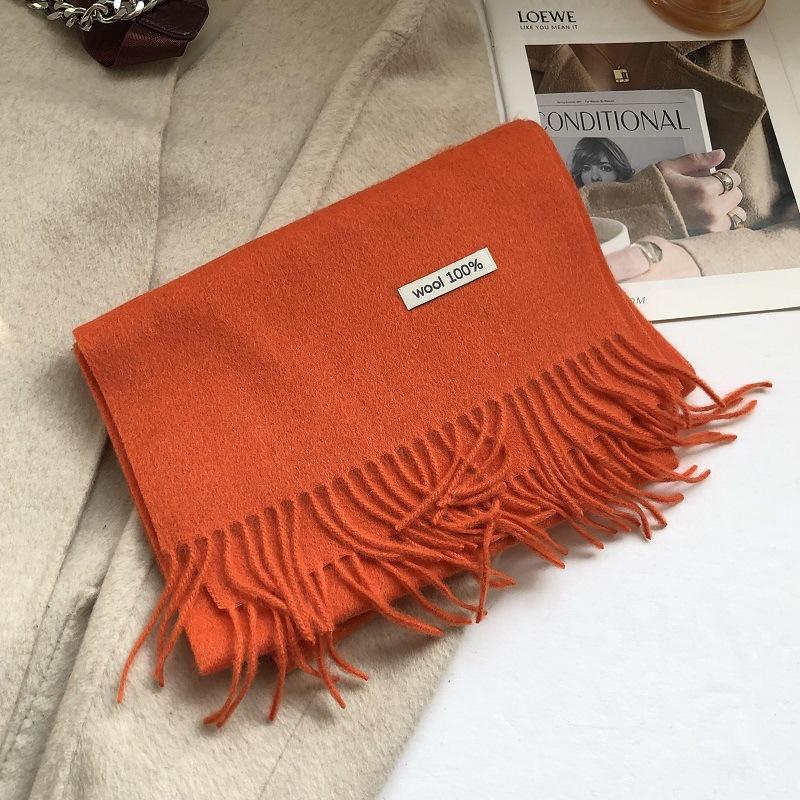 Ladies Wool 100% Australian Pure Wool Scarf Women Long Fringed Warm Cashmere Shawl Winter Thik Warm Knitted Neck Scarf Wrap