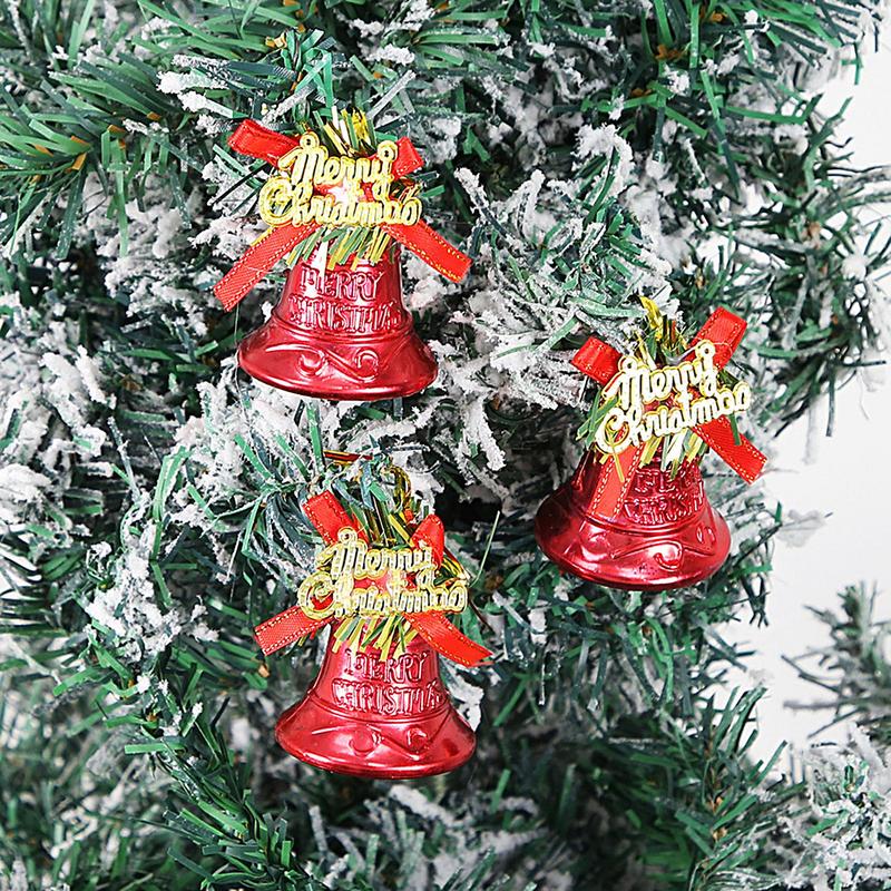 Christmas Bell Ornaments 4 Piece Hangable Decoration With Bow Christmas Tree Ornaments For Tree Door Wreath Outdoor Holiday