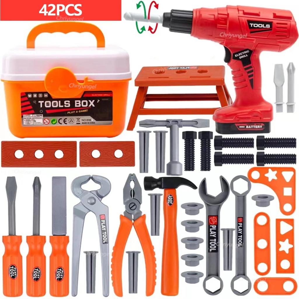 Kids Pretend Tools Kit 384142 Pcs Role Play Repair Construction Tool Kit Educational Learning Toys For Toddlersboys Girls Gift