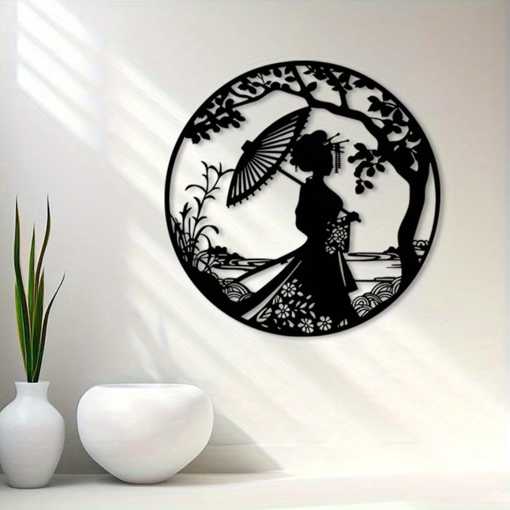 Japanese Geisha Metal Wall Art Rust Proof Sculpture for Home Decor Gift