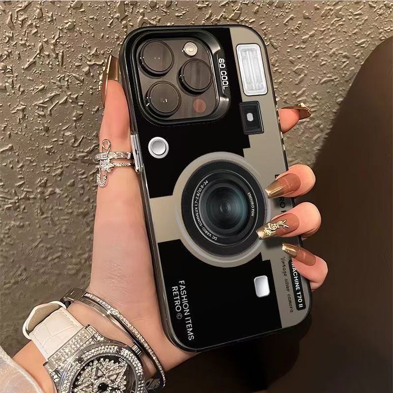 

Retro Camera Graphic Phone Case For Samsung Galaxy Note 20 S20 S21 S22 S23 S24 S25 Ultra Matte TPU Protective Fashion Cover Galaxy S25 Ultra чорний
