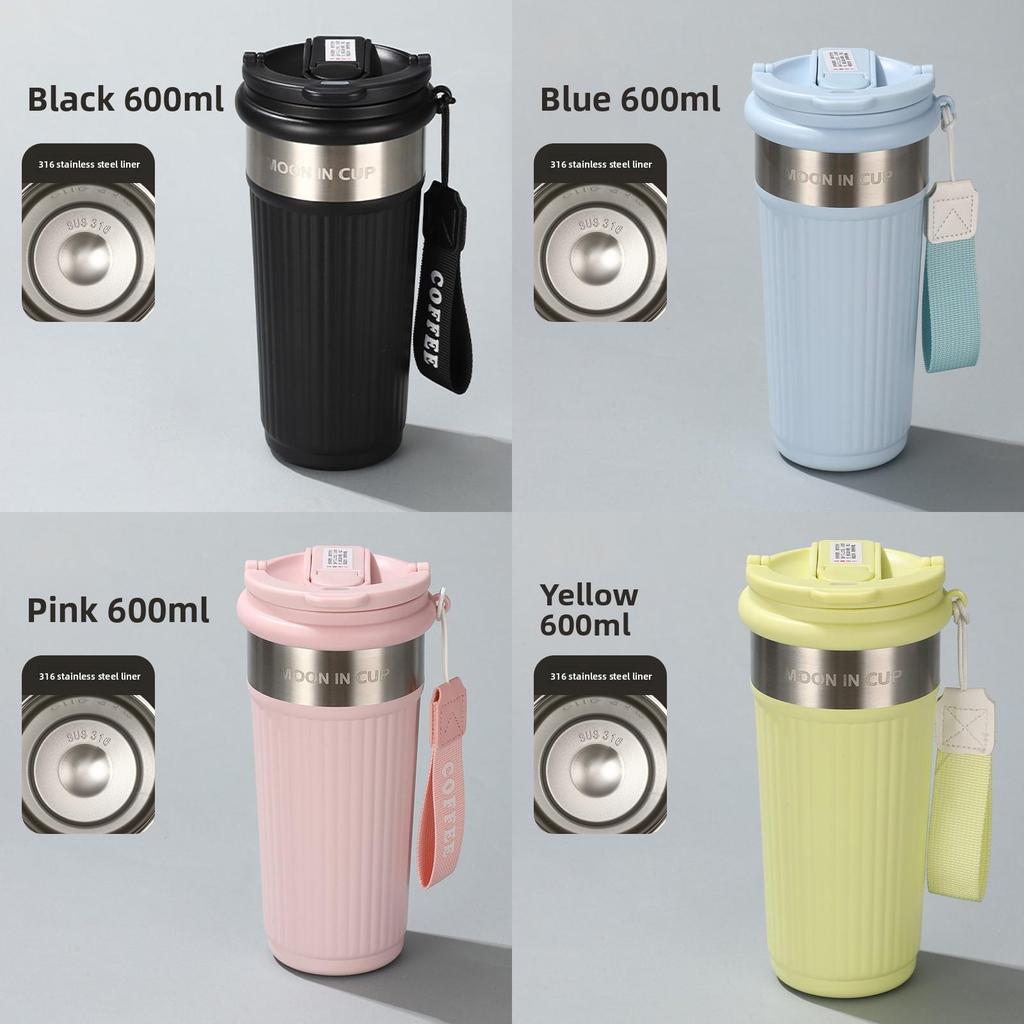 Modern Double Wall Insulated Coffee Mug With Straws For Home Office Use