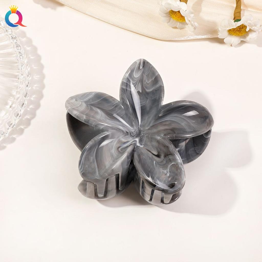2 Pcs Hawaiian Flower Claw Clips for Women,Marble Vein Flower Hair Claw Clips for Thin Hair,Cute Beach Hair Accessories