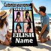 Custom Name Personalized Billie Eilish Print Beach Towel, for Trip Camping Beach Party Home Decor, Birthday Gift for Family & Friends