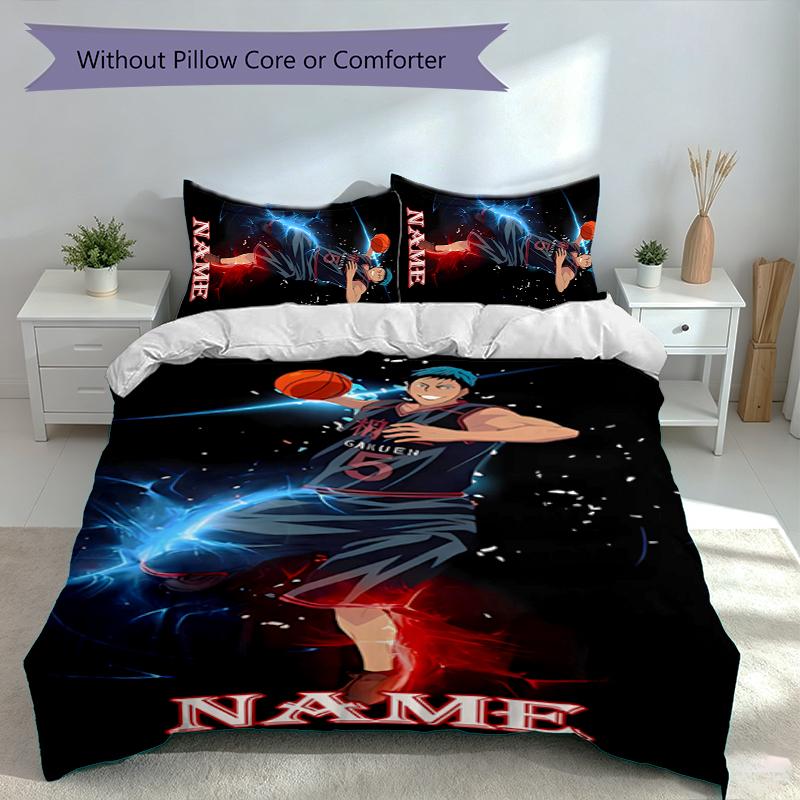 3pcs Custom Name Kuroko's Basketball Set,Includes 1 Duvet Cover and 2 Pillowcases,All-season Bedroom Decor