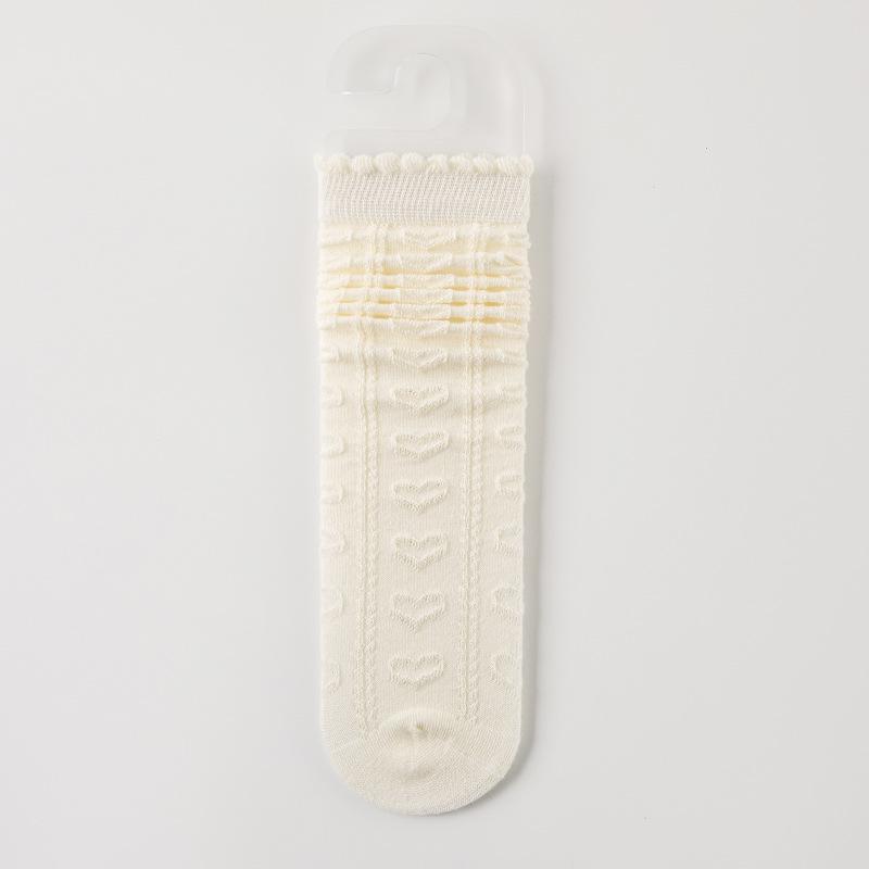 Girls' Summer Lace Mesh Anti-Mosquito Calf Socks - Cute, High Elastic, Versatile, Thin, Mid-Calf.