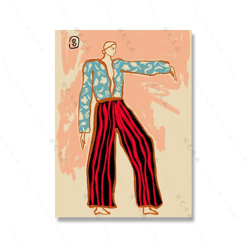 Abstract Line Woman Fashion Canvas Wall Art Poster Print Colorful Fashion Show Model Picture Calm Girl Living Room Home Decor