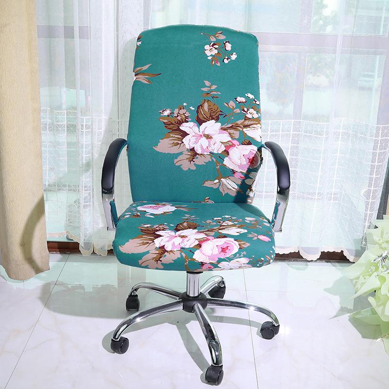Stretch Spandex Printed Milk Silk Office Chair Cover with Zipper Removable Anti-dirty Computer Rotating Chair Protector