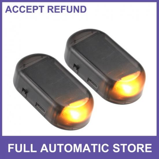 TWO Universal Car Solar Power Car Security Anti-Theft LED Flashing Warning Light