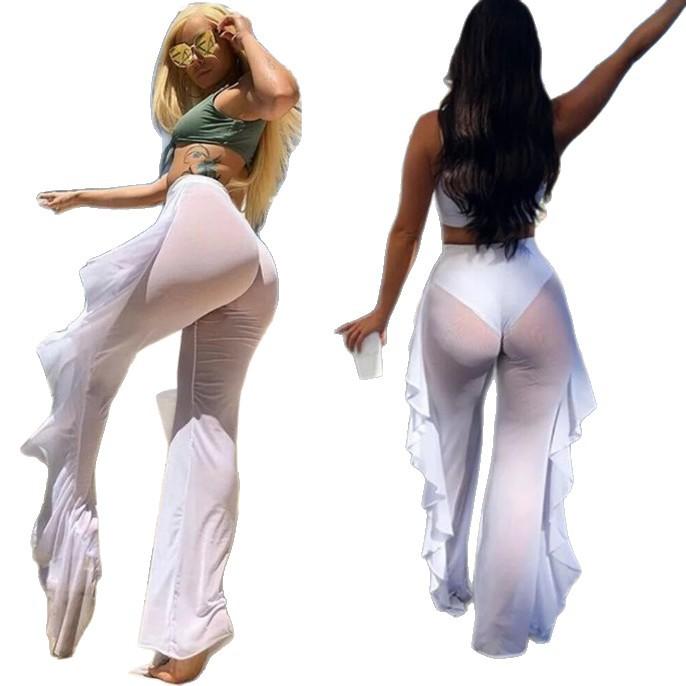 Pantaloni in pizzo multiribbon di alta qualità, semi-prospettici, che mostrano la figura