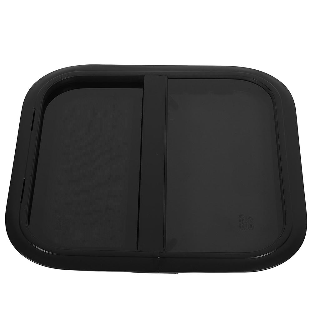 RV Sliding Window 500 X 500mm Black Aluminum Alloy Trailer Heat Resistant Vertical Glass With Movable Insect Resistant
