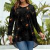 Women's Fashion Large Size Round Neck Long Sleeve Casual Halloween Print Loose Pullover Top