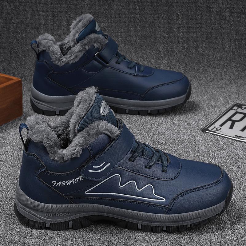 Fashion Winter Men Boots Outdoor Fashion Snow Boots Man Cotton Warm Plush Hiking Shoes Sneaker Footwear Outdoor Non-slip Men Ankle Shoes