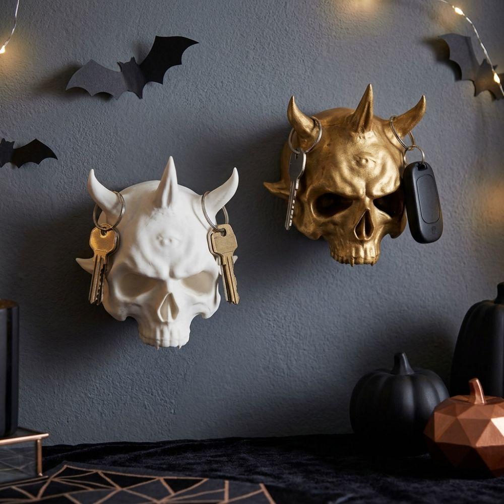 Crochet mural Crâne Halloween Imprimé 3D Style Sombre Crochet de Rangement Gothique Ornement Mural Crâne Chambre à Coucher