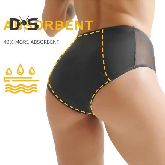 Women Underpants High Waist Four-layer Plus Size Butt-lifted Mesh Patchwork Elastic Period Prevent Leakage Briefs Menstrual Panties Female Underwear