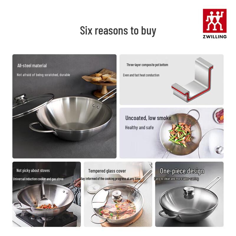 ZWILLING 304 Stainless Steel Home Wok