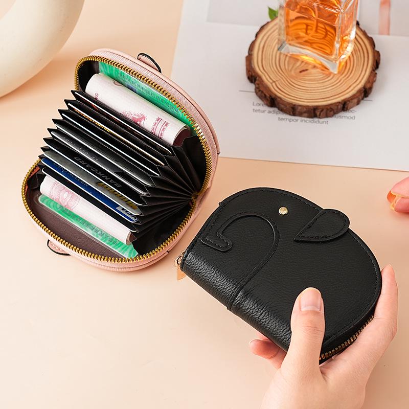 Adorable Elephant Zipper Card Holder: Compact Multi-Storage for Cards, IDs, Coins, and Driver's License. Lightweight and Portable.