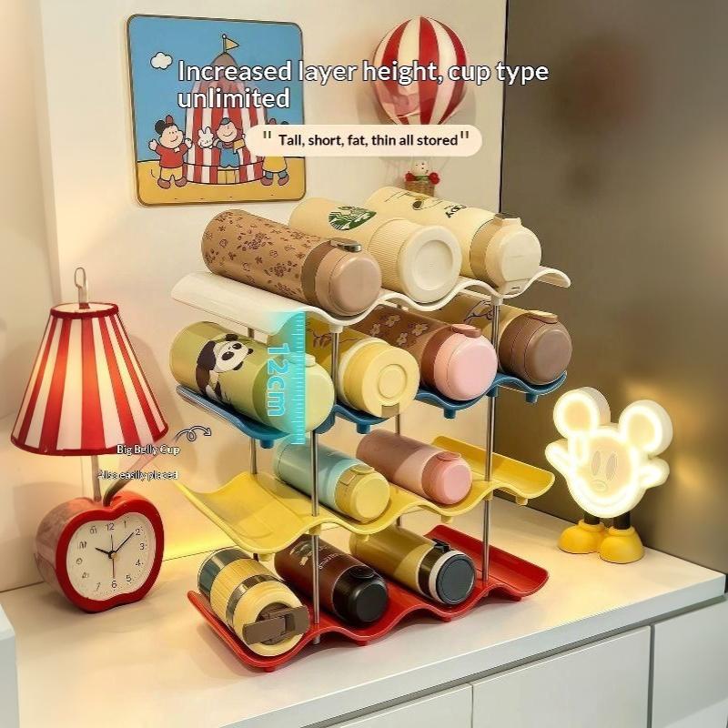 Multi-Layer Wave Cup Holder Colorful Mug Storage Rack Desktop Cup Organizer Kitchen Coffee Tea Glass Tabletop Drinkware Shelf