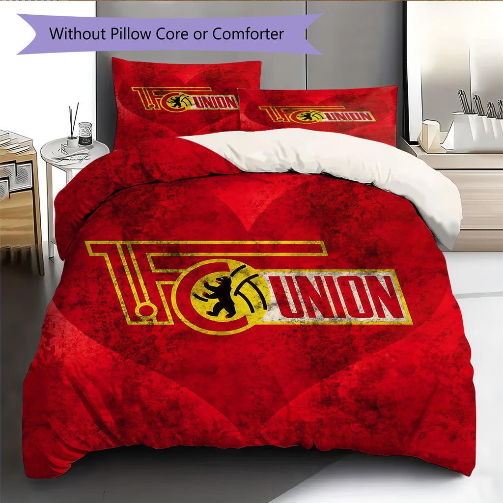 1. FC Union Berlin Muster Bettwäsche Bettdecken-Set Heimdekoration Geschenk (1 Bettbezug + 2 Kissenbezüge (ohne Füllung)).xwn