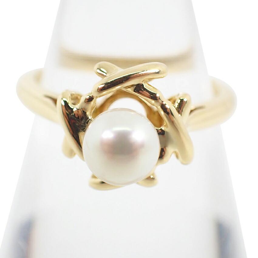 [Pre-owned] TIFFANY / Tiffany / 750YG / Akoya Pearl / Signature Ring / Size 6 / j53-2