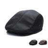 Men's Genuine Leather Cowhide Beret - Winter Warm Breathable Newsboy Cap for Middle-Aged & Elderly