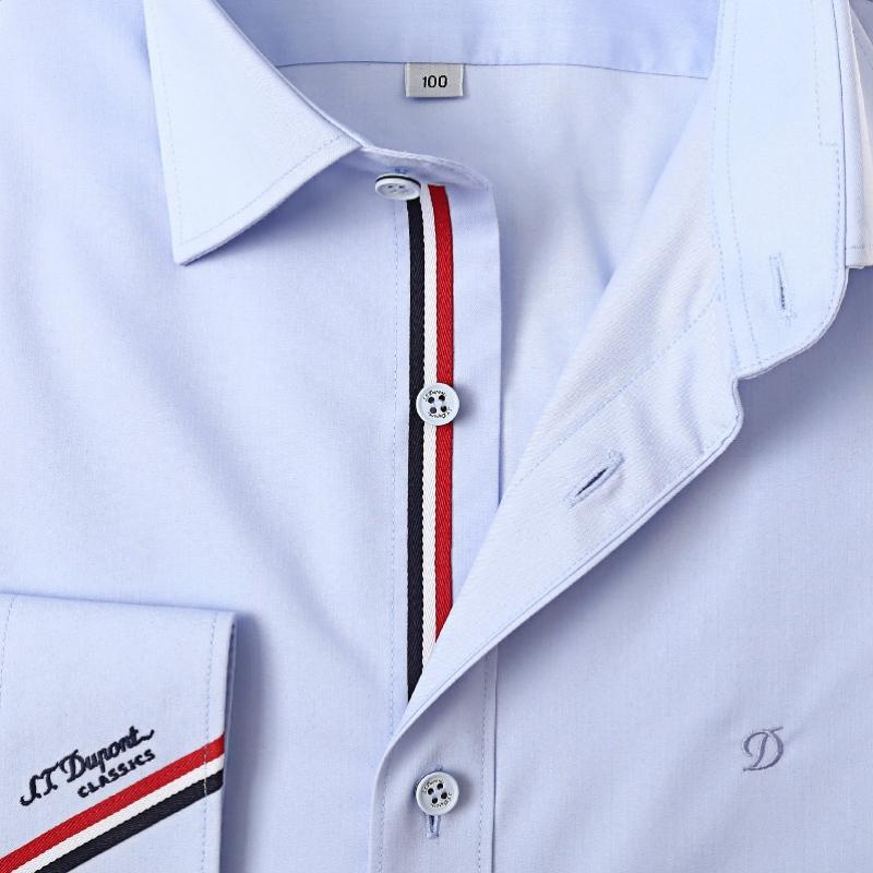 S.T. Dupont Slim Fit Long Sleeve Blue Shirt Se5fm22ls931sbu