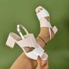 Fashion Sandals Thick Middle Heel Summer Shoes for Women Casual Outside Wear Colour Blocking Large Size Women's Shoes Peep Toe Sandales