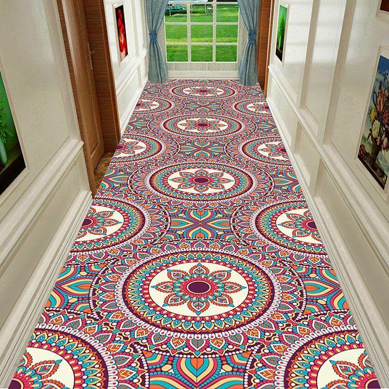 Retro Long Corridor Carpet Runners Aesthetic Luxury Hotel Hallway Decoration Home Aisle Non-slip Long Mat Walkway Rug Washable