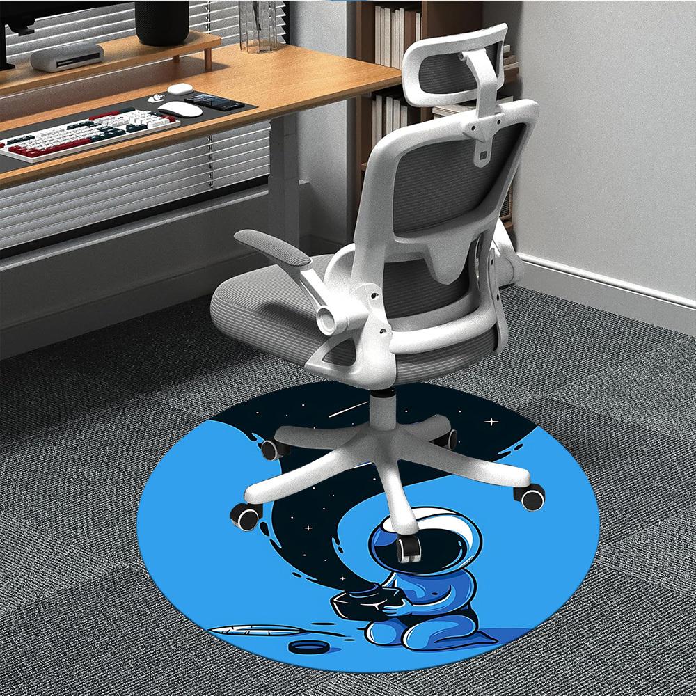 1pc Astronaut Saturn Office Round Area Rug, Under Office Chairs Bedroom Living Room Home Decor, Room Deco