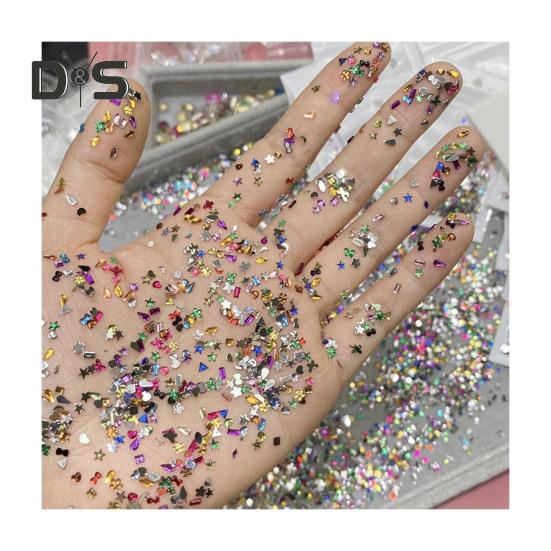 

1000 шт./компл. акриловые стразы для дизайна ногтей, ассорти из мини-звезд, сердец, капель воды, цветов, геометрических форм, подвески для самостоятельного украшения ногтей, аксессуары разноцветный