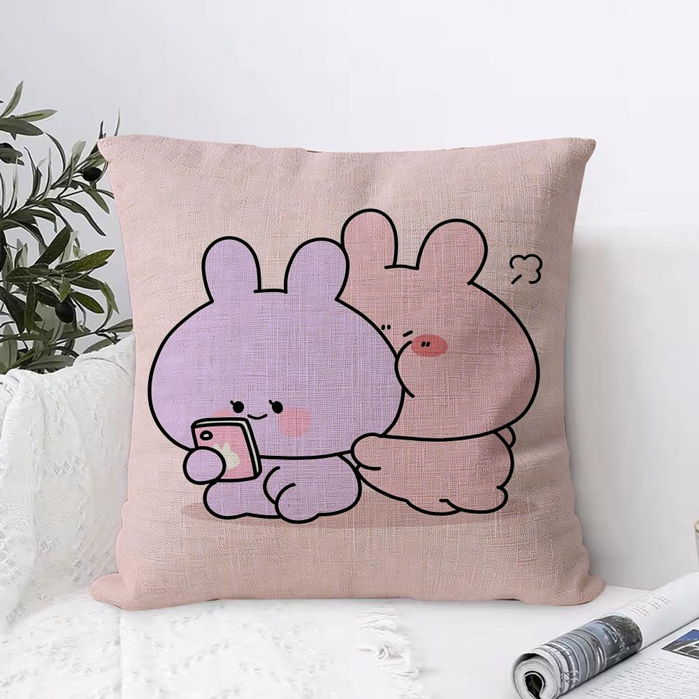 AAsamimichaan AAsamimi Cushion Cover Eco Linen Pillow Case DoubleSided Print Breathable Durable Zipper Home Decor Gift