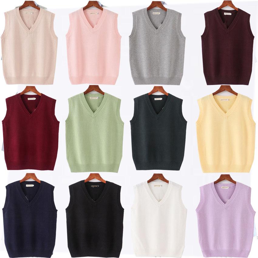 Gilet a Maglia Senza Maniche Donna Uomo Scollo a V Preppy Studenti Ragazzi Ragazze Classico Primaverile Maglione Lavorato a Maglia Moda Coreana Gilet Retrò