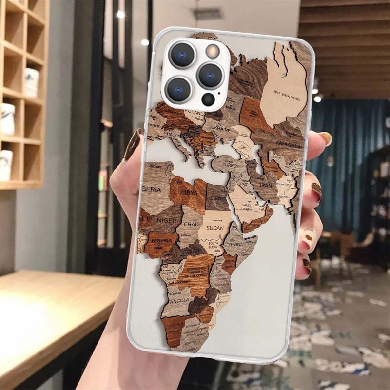 World Map Travel Plans Soft Phone Case For iPhone 14 13 12 Mini 11 Pro Max X XR XS 7 Plus 8 6 6S 5 5S SE 2020 14 7G Pattern Cove